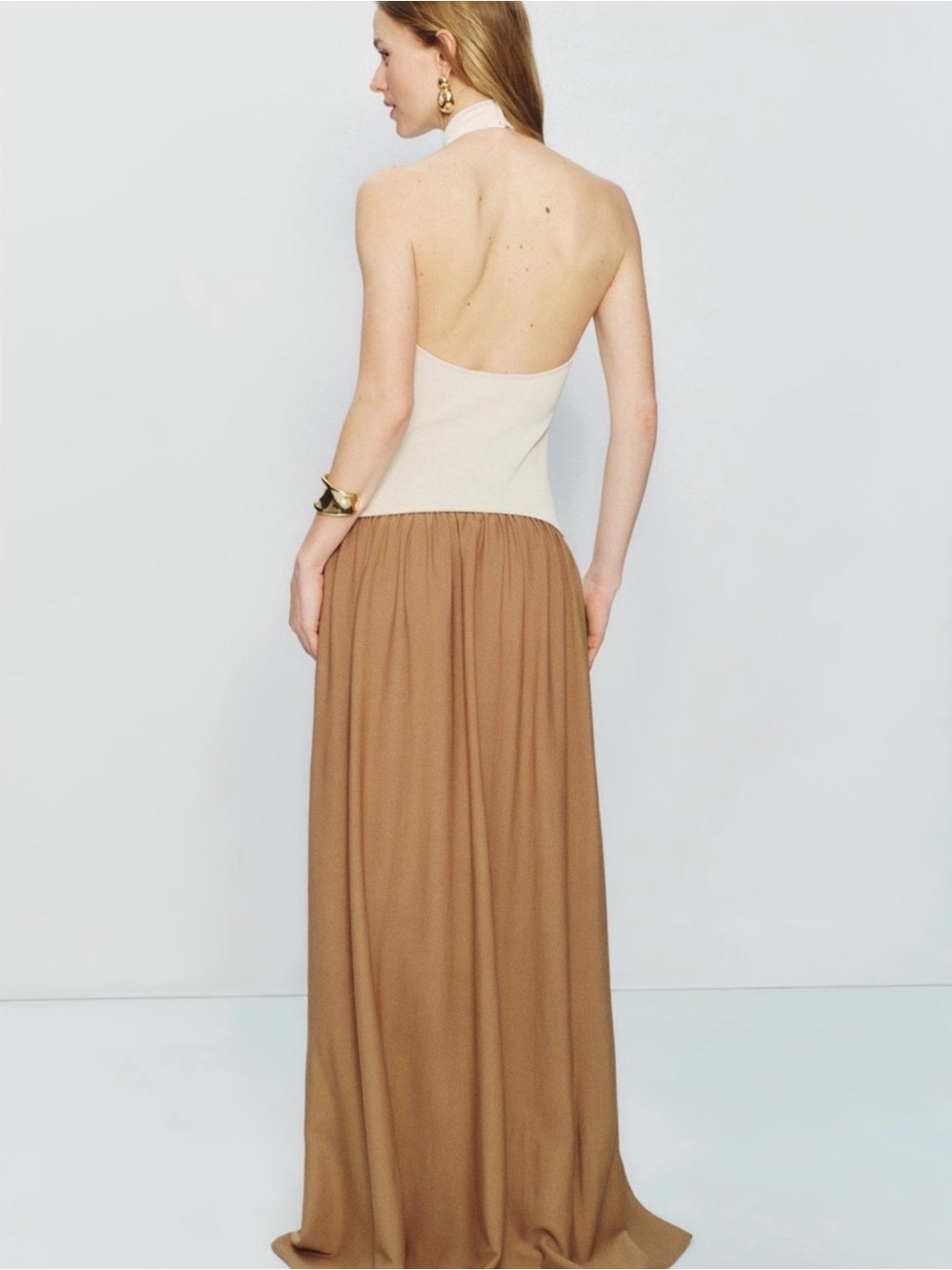 Solid & Striped Solgio Tan and White Maxi Dress Medium - Picture 3 of 7